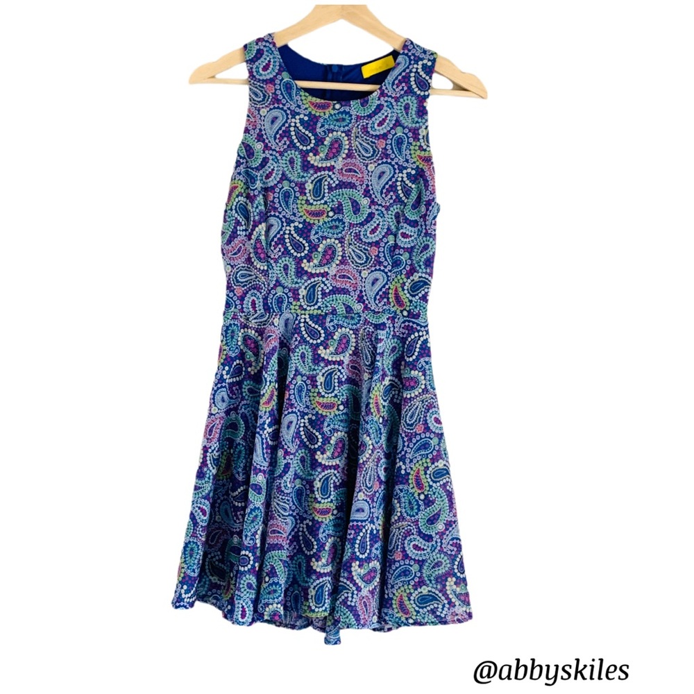 Dee Ella Blue Paisley Print Racer Back Styling Size Small Y2K Dress